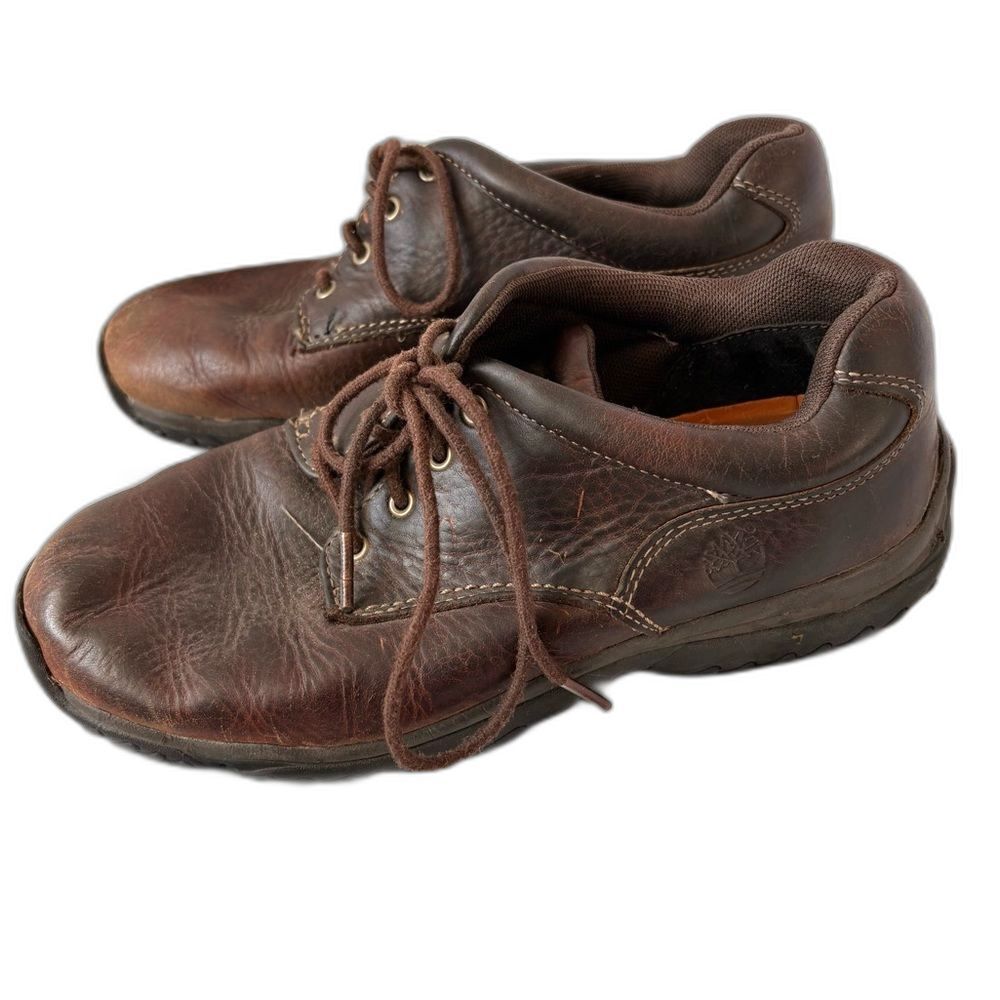 Timberland Boys Brown Leather Lace-Up Work Shoes